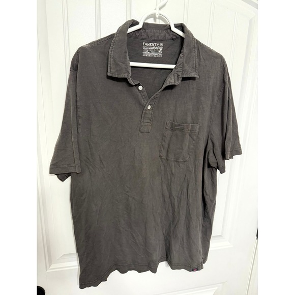 Faherty Other - Faherty Sunwashed Polo Shirt Mens XXL Grey Organic Cotton Short Sleeve Pocket
